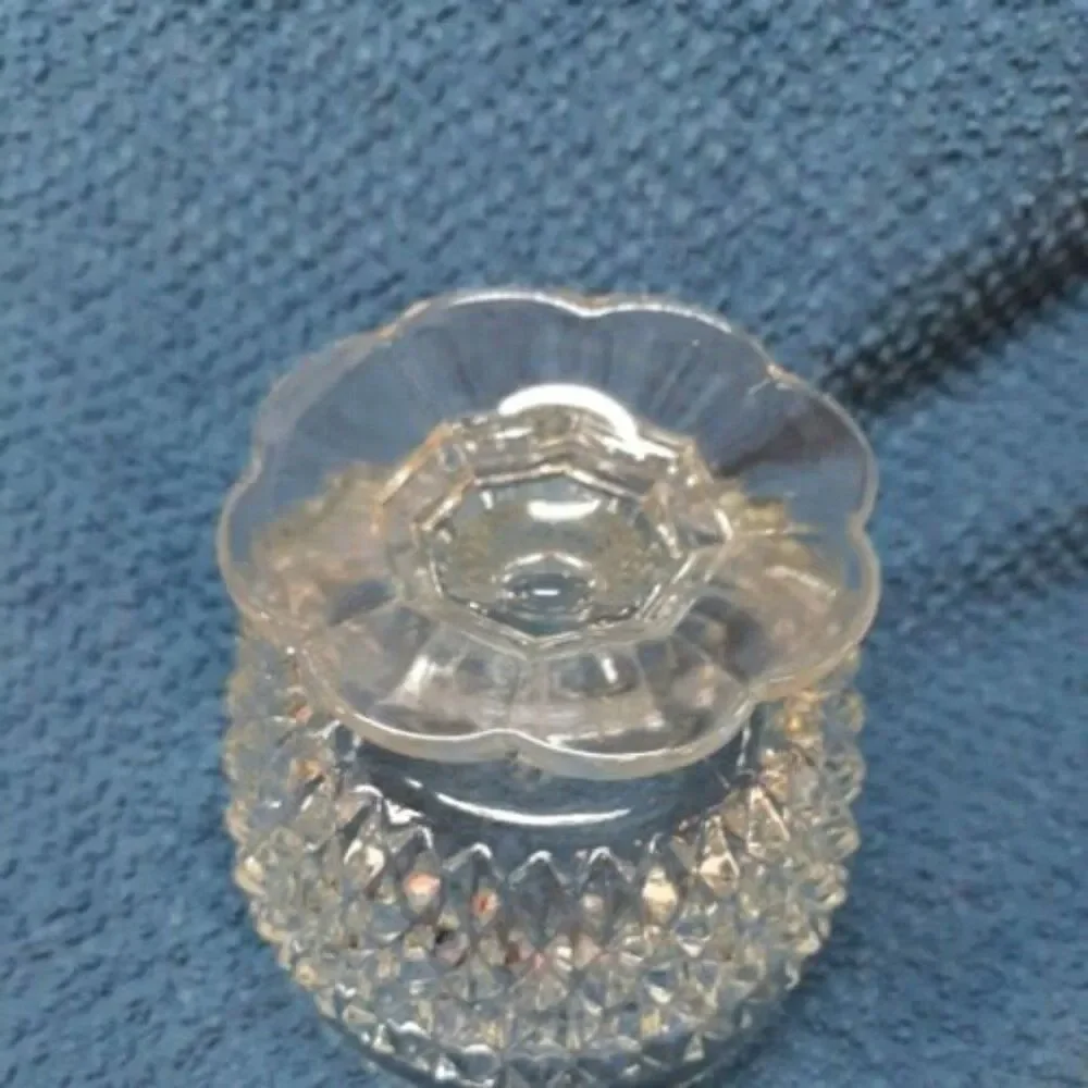 Indiana Glass Diamond Point Crystal Pressed Glass Sugar & Creamer Set Scallop